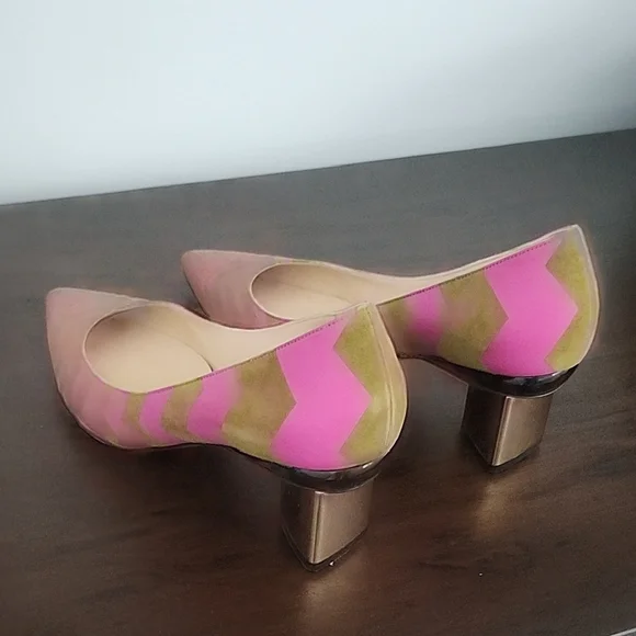 Nicholas Kirkwood Pink and Green Prism Pump Heels marked 38.5 EU fits US 7 - Picture 4 of 5